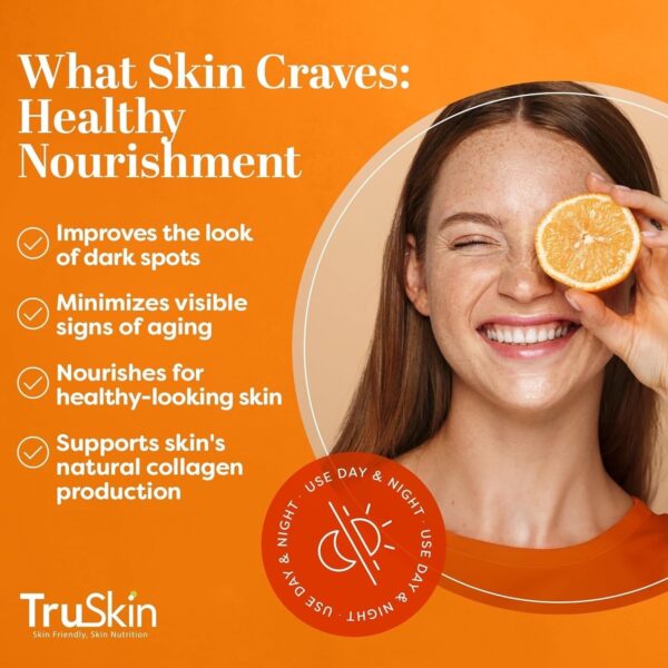 TruSkin Vitamin C Serum For Face – Anti Aging Formula with Vitamin C, Hyaluronic Acid, Vitamin E – Brightening Serum – Improve Appearance of Dark Spots, Tone, Fine Lines & Wrinkles, 2 Fl Oz - Image 3