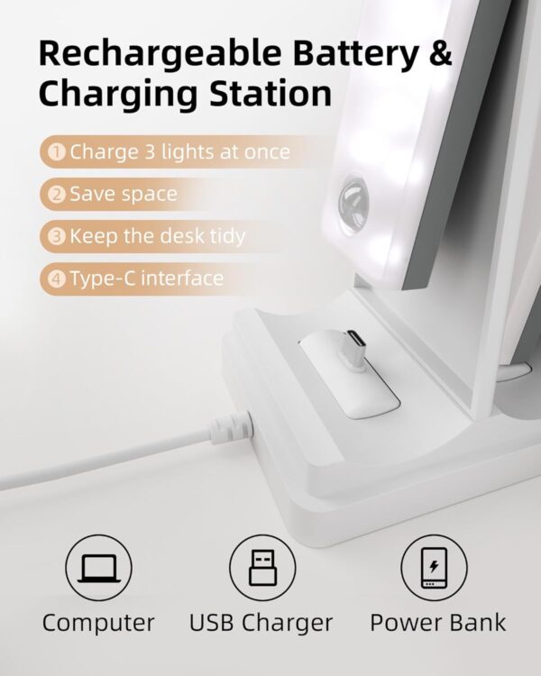 EZVALO 6-Pack Under Cabinet Lighting with Charging Station, Rechargeable Motion Sensor Lights, 3 Color Temps, Dimmable 62 LED Wireless Motion Activated Cabinet Lights with Remote for Kitchen,Pantry - Image 8