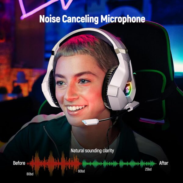 Gaming Headset for PC, Ps4, Ps5, Xbox Headset with 7.1 Surround Sound, Gaming Headphones with Noise Cancelling Mic, Over Ear Headphones for Switch, GEM Box, Atari 2600 System, Sega Game Gear - Image 2