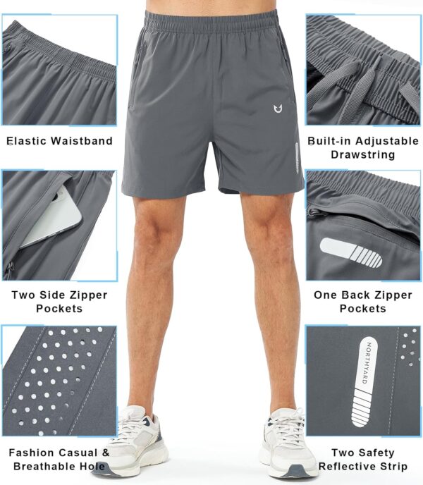 NORTHYARD Men's Athletic Running Shorts Quick Dry Workout Shorts 7"/ 5"/ 9" Lightweight Sports Gym Basketball Tennis Hiking - Image 3