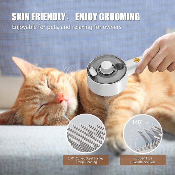 Cloud Care Cat Brush for Indoor Cat Steam Brush for Shedding Spritz Defur Comb for Cats Dogs Steam Brushes for Long Short Hair Cats Dogs Pet Steam Brushes for Massage Grooming Self-Cleaning - Image 3