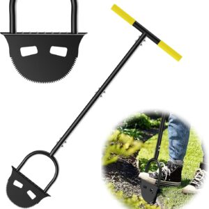 41.7" Manual Edging Chopper - Half Moon Sharp Serrated Blade, Non-Slip T-Handle, Durable Steel Shaft for Garden, Lawn, Driveway & Pavement Edging, Trimming Weeds & Landscaping Borders