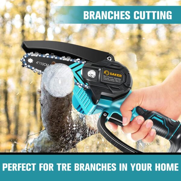 Saker Mini Chainsaw,Portable Electric Chainsaws Cordless,Handheld Chain Saw Pruning Shears Chain Saws for Tree Branches,Courtyard,Household and Garden,Gift for Men Dad Husband Women - Image 8