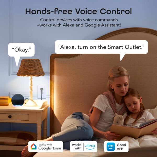 Geeni Current Smart Wi-Fi Outlet with 2 Fast Charge USB Ports (20W USB-C PD & Quick Charge USB-A), Voice Control, No Hub Required, Compatible with Alexa & Google Home - Image 4