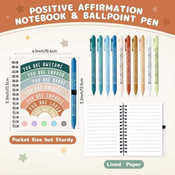 Janlaugh 60 Pcs Mental Health Gifts for Women Men Includes 30 Mental Health Notebook 30 Ballpoint Pen Ruled Journal with Adhesive Notes Therapist Journal for College School Supplies (Rainbow Style) - Image 2
