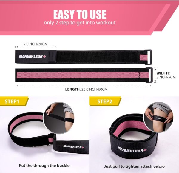 MANUEKLEAR Blood Flow Restriction Bands for Women Glutes Leg, Booty Bands for Women Butt Lift, Occlusion Thigh BFR Bands for Workout Squat Hip Building - Image 6