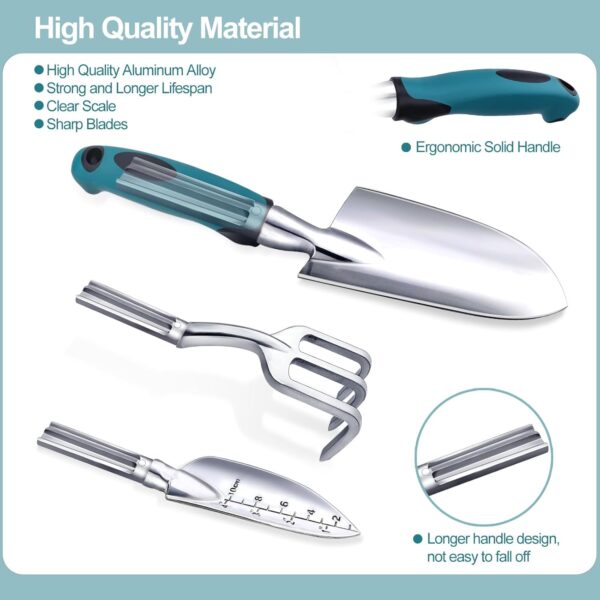 Kynup Garden Tools 7-Piece, Gardening Hand Tools, Gardening Tools Set with Rust-Proof,Stainless Steel, Aluminum Alloy Material, Gardening Supplies Set Ideal Gift - Image 7