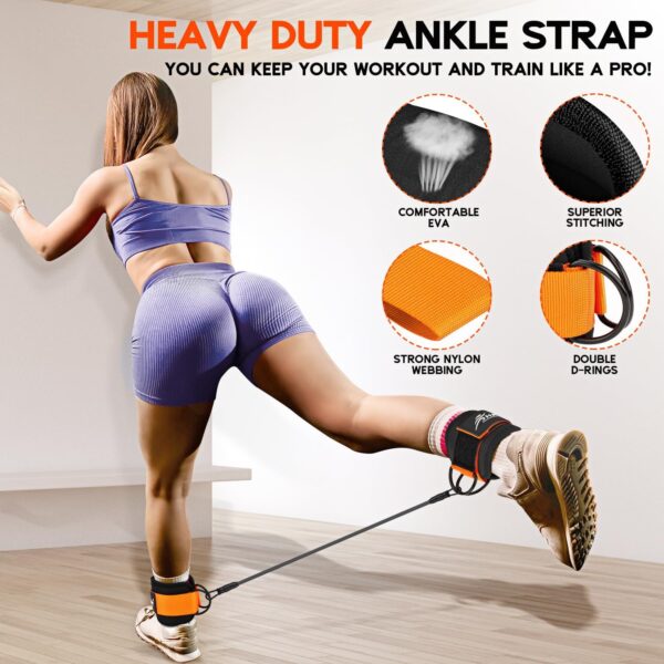 HPYGN Ankle Resistance Bands, Ankle Bands for Working Out with Cuffs, Resistance Bands for Leg Butt Training Workout Equipment for Kickbacks Hip Gluteus Training, Ankle Strap with Exercise Bands - Image 4