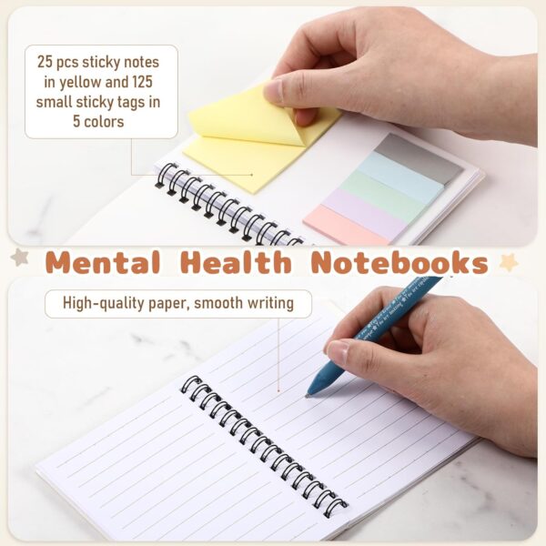 Janlaugh 60 Pcs Mental Health Gifts for Women Men Includes 30 Mental Health Notebook 30 Ballpoint Pen Ruled Journal with Adhesive Notes Therapist Journal for College School Supplies (Rainbow Style) - Image 4