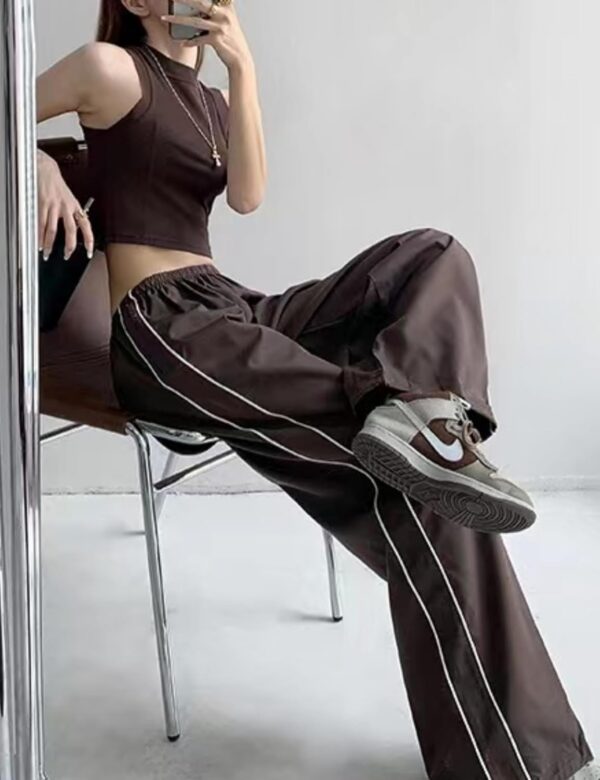 Womens Parachute Pants Wide Leg Baggy Pants Y2K Elastic Waist Jogger Sweatpants Track Pants Streetwear - Image 5
