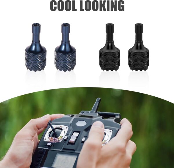 3 Pro/4 Pro Control Sticks, 4pcs Detachable Aluminum Alloy Drone Joysticks for DJI Mini 3/Mini 3 Pro/Mini 4 Pro/Air 3 /Mavic 3 Pro RC & RC 2 Remote Controller Replacement Accessories (Blue, Black) - Image 4