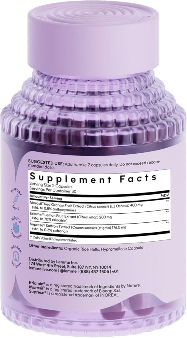 Lemme GLP-1 Daily, Clinically Studied Ingredients to Reduce Hunger & Cravings, Promote GLP-1 Production, Support Fat Loss and Weight Management, 1 Month Supply (60 Capsules) - Image 5