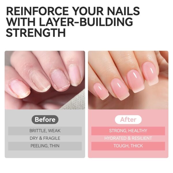 Nail Strengthener Protein for Damaged Nails: Pink 6 in 1 Natural Nail Hardener Extra Strong and Growth - Long Lasting Repair for Damaged Nails - Growth Oil for Salon Home Daily Work - Image 8