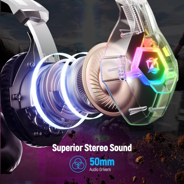 Gaming Headset for PC, Ps4, Ps5, Xbox Headset with 7.1 Surround Sound, Gaming Headphones with Noise Cancelling Mic, Over Ear Headphones for Switch, GEM Box, Atari 2600 System, Sega Game Gear - Image 3