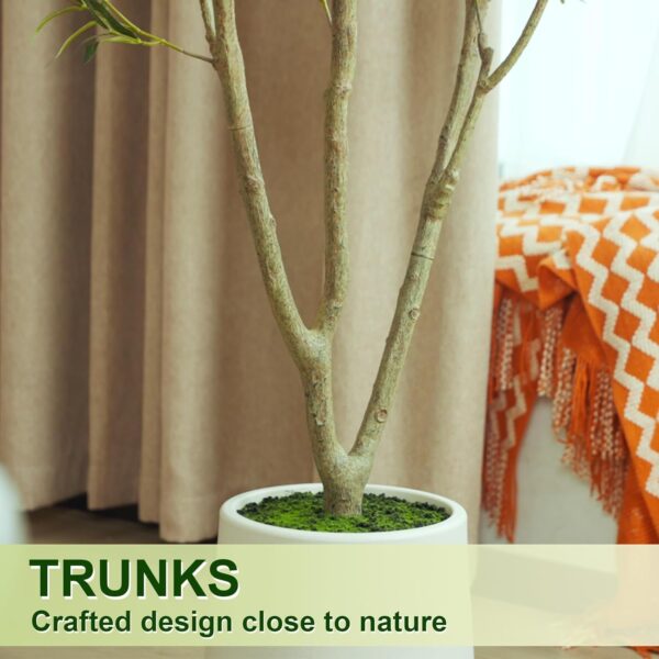 Olive Trees Artificial Indoor, 6FT Tall Faux Olive Tree with White Tall Planter, Artificial Plants with Natural Wood Trunk and Lifelike Fruits for Home Office Decor - Image 8