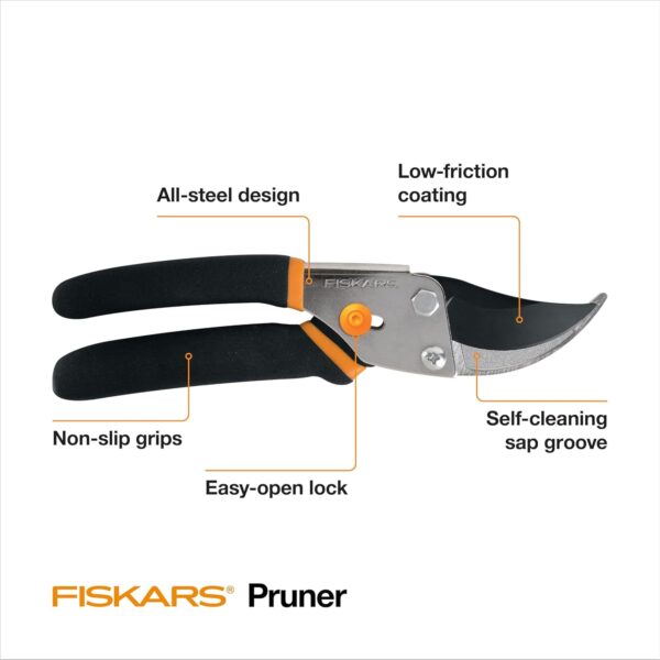 Fiskars Bypass Pruning Shears, 5/8-Inch Cut Capacity Garden Clippers, Gardening Scissors with Sharp, Rust Resistant Steel Blade - Image 8