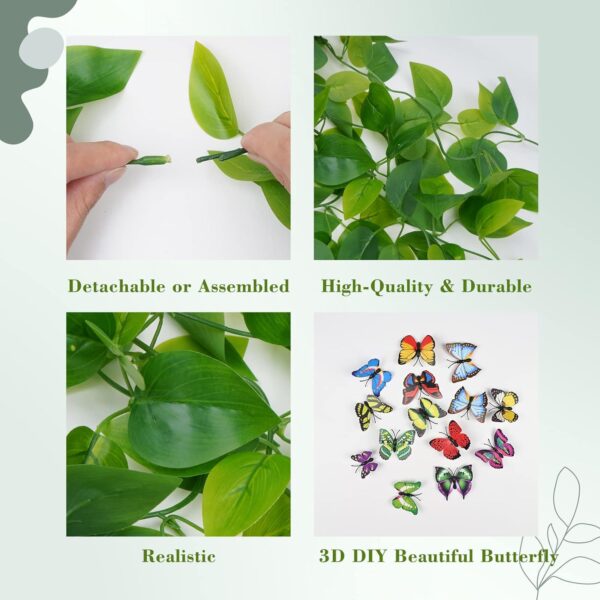 BLEUM CADE Fake Hanging Plants, 2pcs Artificial Hanging Plant, Faux Pothos Vines Hanging Plant Greenery for Wall Home Living Room Indoor Outdoor Decor (No Baskets) - Image 6