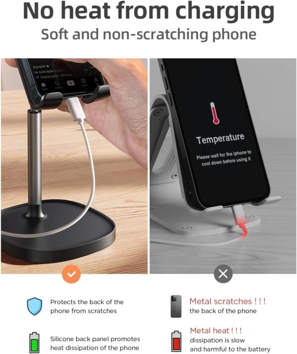 LISEN Cell Phone Stand Adjustable for iPhone Phone Holder for Desk, Office Desk Accessories Computer PC for iPhone Stand Gaming Essentials Fit Otterbox Case Phones Switch Kindle iPad Air Tablet 4-10in - Image 5