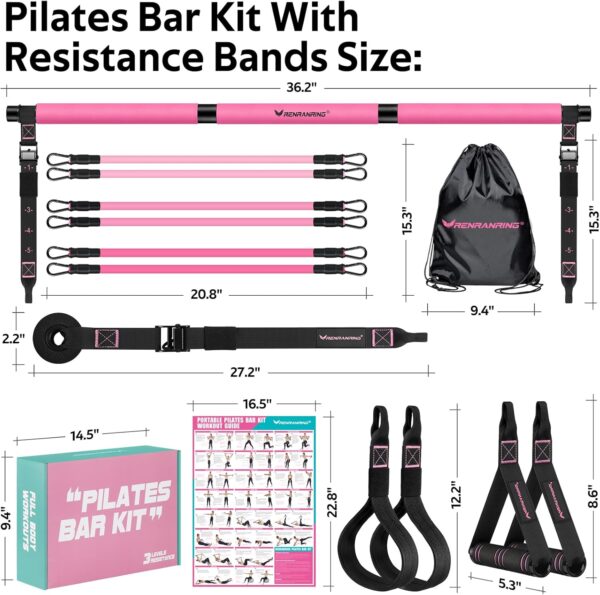 Pilates Bar Kit with Resistance Bands, Multifunctional Pilates Bar for Women & Men with Heavy-Duty Metal Adjustment Buckle, Pilates Home Equipment for Full BodyWorkouts - Image 7
