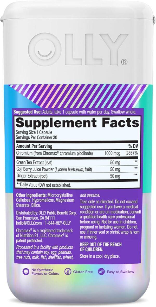 OLLY Combat Cravings, Metabolism & Energy Support Supplement,1000 mcg Chromium, Green Tea, Goji Berry, Ginger - 30 Count - Image 8