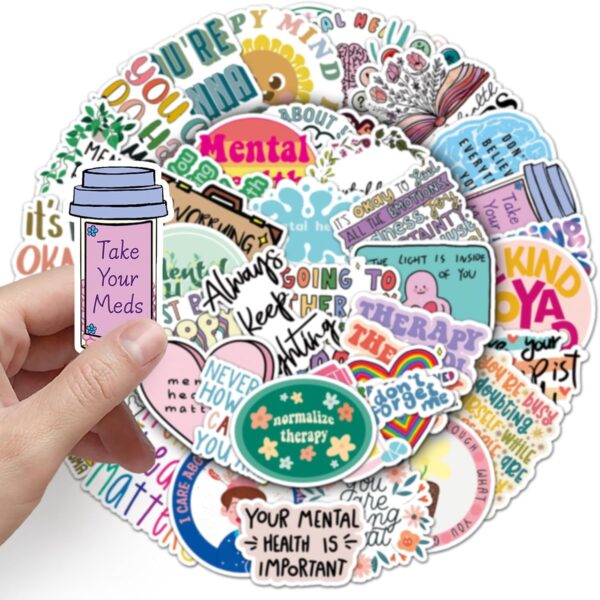 100pcs Mental Health Stickers for Water Bottle, Mental Health Matters Awareness Therapist Waterproof Vinyl Decal for Kids Adult Girl Laptop Skateboard Phone Notebook Guitar(Positive Affirmation) - Image 8