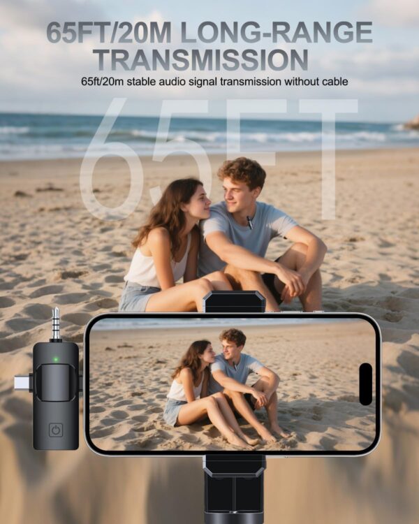 3 in 1 Professional Wireless Lavalier Microphone for iPhone, Android, Camera, Wireless Microphones, Mini Microphone, Crystal Clear Sound Quality for Recording, Live Streaming, YouTube, TikTok - Image 5