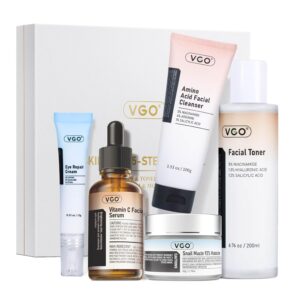 VGO Skin Care Set, Anti-Aging Moisturizing Repairing Soothing Snail Mucin Facial Skin Care Routine Kit for Dry Sensitive Dull Skin, 13.58 Fl Oz