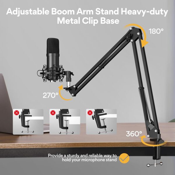 USB Microphone, MAONO 192KHZ/24Bit Plug & Play PC Computer Podcast Condenser Cardioid Metal Mic Kit with Professional Sound Chipset for Recording, Gaming, Singing, YouTube (AU-A04) - Image 7