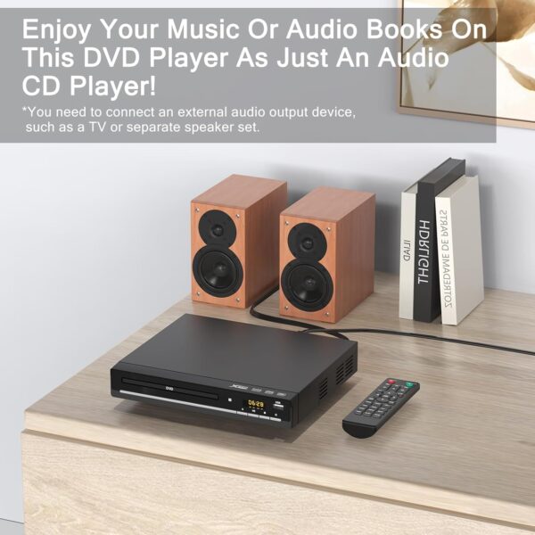 DVD Players for TV with HDMI,Plays All Regions and Formats,CD Player for Home,Support 1080P Video/CD/DVD/VCD/JPEG/USB, Remote, HDMI and RCA Cables Included - Image 7