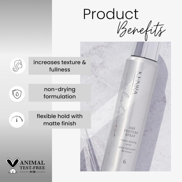 Kenra Platinum Dry Texture Spray 6 | Texture Defining Styler | Increases Texture & Fullness | Absorbs Oils & Impurities | Ultra-Lightweight, Non-Drying Formulation | All Hair Types - Image 2