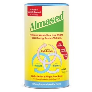 Almased Vanilla Meal Replacement Shake - Low-Glycemic High Plant Base Protein Powder- Nutritional Weight Health Support Supplement - Vanilla Flavor - 17.6 oz (1.1 Pound (1 Pack))