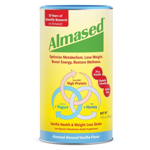 Almased Vanilla Meal Replacement Shake - Low-Glycemic High Plant Base Protein Powder- Nutritional Weight Health Support Supplement - Vanilla Flavor - 17.6 oz (1.1 Pound (1 Pack))