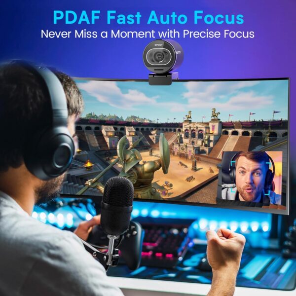 EMEET S600 4K Webcam for Streaming - Sony 1/2.5'' Sensor, PDAF Autofocus, 1080P@60FPS, 2 Noise Reduction Mics, Built-in Privacy Cover, 73° FOV, Streaming Camera for Live Commerce/Gaming/Beauty - Image 3