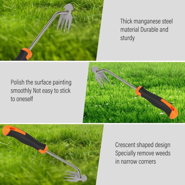 Weed Puller Tool,Portable Garden Weeder Tool,2024 New Manganese Steel Weeding Tools,For Hand Weeder Puller for Vegetable Gardening Backyard Farm Planting & Uprooting Weeding Tool (Rubber Handle) - Image 6