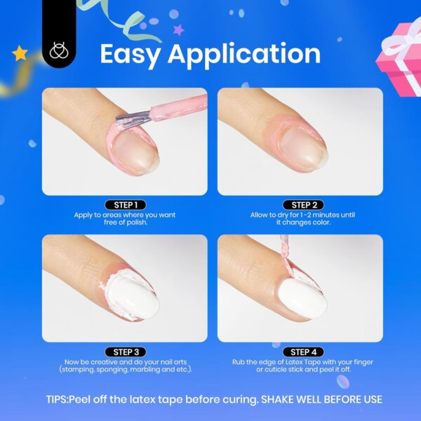 Beetles Liquid Latex for Nail 15ml - Peel off Nail Polish Cuticle Guard with Plastic Nail Care Stick Nails Design Air-Dry Liquid Latex Barrier for Protector Fingers - Image 6