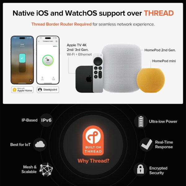 X1 Apple Home Key Tap to Unlock, Smart Keyless Entry Door Lock with Fingerprint, Touch Keypad Deadbolt Lock Works with HomeKit Over Thread (Border Router), IP65 Weatherproof, Gray - Image 3