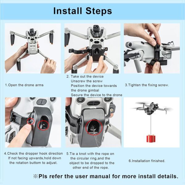 Mini 4 Pro Airdrop System, Quick Release Payload Delivery Transport Device Wedding Drone Fishing Bait Search & Rescue for DJI Mini 4 Pro Drone Accessories - Image 3