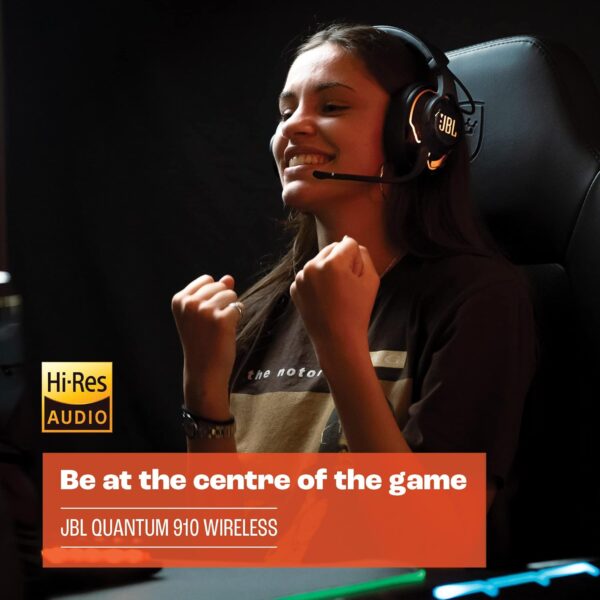 JBL Quantum 910 - Wireless Over-Ear Performance Gaming Headset with Head Tracking-Enhanced, Active Noise Cancelling and Bluetooth, QuantumSPATIAL 360, Low Latency Wireless System (Black) - Image 3