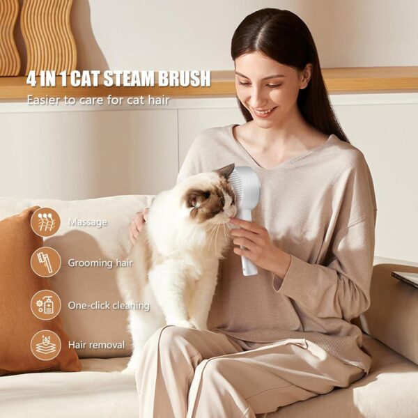 Cloud Care Cat Brush for Indoor Cat Steam Brush for Shedding Spritz Defur Comb for Cats Dogs Steam Brushes for Long Short Hair Cats Dogs Pet Steam Brushes for Massage Grooming Self-Cleaning - Image 2