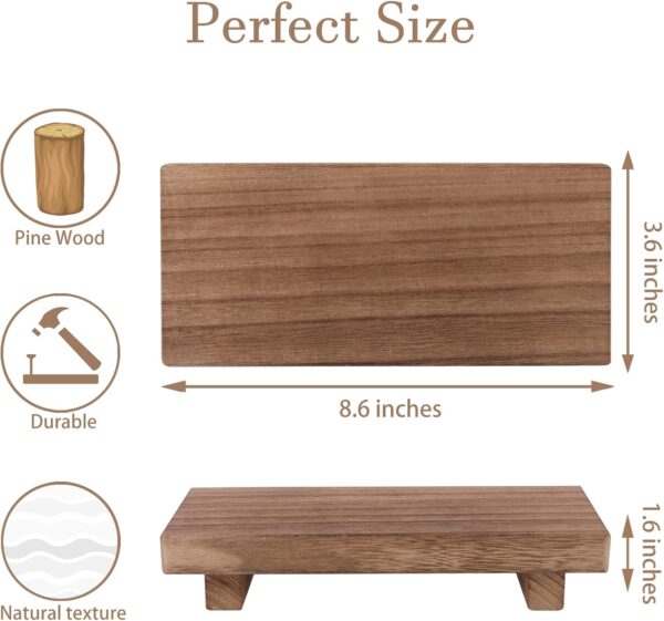 Small Wood Tray Pedestal Stand Farmhouse Bathroom Decor Decorative Wooden Riser Kitchen Soap Dish Holder for Vanity, Counter, Sink, Brown - Image 5