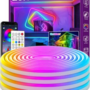 AILBTON 20Ft Neon Rope Lights,Flexible Led Rope Lights Control with App/Remote,Multiple Modes Rope Lights,IP65 Outdoor RGB Led Neon Lights,Music Sync Gaming Led Neons Light Strip for Bedroom Decor