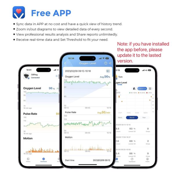 Wellue O2Ring Pulse Oximter, Bluetooth SPO2 Blood Oxygen Saturation Monitor - Wearable O2 Ring Sensor with Vibration Reminder, Free APP & PC Report, Rechargeable - Image 6