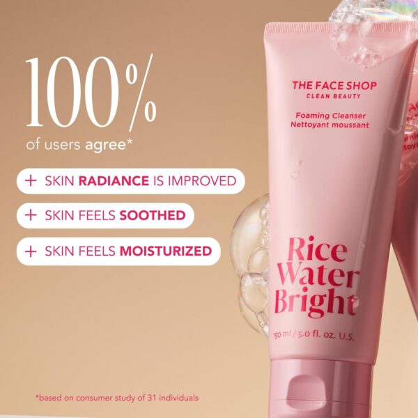 The Face Shop Rice Water Bright Travel Kit, Korean Skin Care Set with Ceramide, Gift Set - Gentle Face Wash & Vegan Skin Care (Serum, Cream, Eye Cream), Hydrating for Dry Skin, Daily Face Moisturizer - Image 4