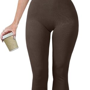 OQQ Women Yoga Jumpsuits Ribbed Crew Neck Sleeveless Bell Bottoms Flare Jumpsuits