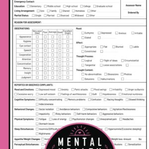Mental Health Cheat Sheets: Pre-Formatted Pages for Professional Assessments