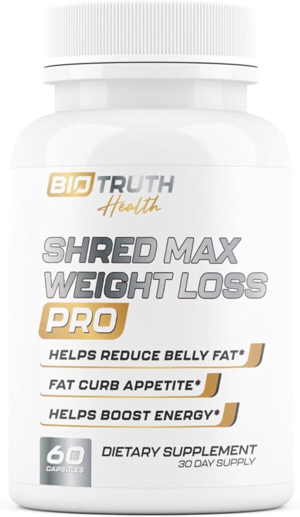 Shred MAX PRO Weight Loss Pills for Women & Fat Burner for Men | Supports GLP-1 Pathway Function - Appetite Suppressant, Carb Blocker | 3rd Party Tested Supplement - 60 Pills for Adults