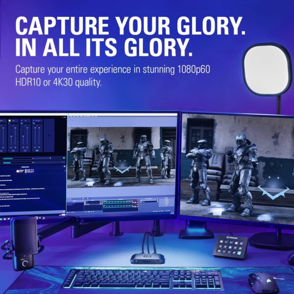 Elgato HD60 X - Stream and Record in 1080p60 HDR10 or 4K30 with Ultra-low Latency on PS5|Pro, PS4|Pro, Xbox Series X/S, Xbox One X|S, Nintendo Switch 2, in OBS and More, Works with PC and Mac - Image 5
