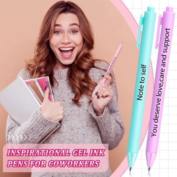 50 Pcs Gel Ink Pens Motivational Inspirational Quote Pen Retractable Rolling Ball Smooth Writing for Coworkers Supplies Office Home(Stylish Color,Mental Health Reminders) - Image 6