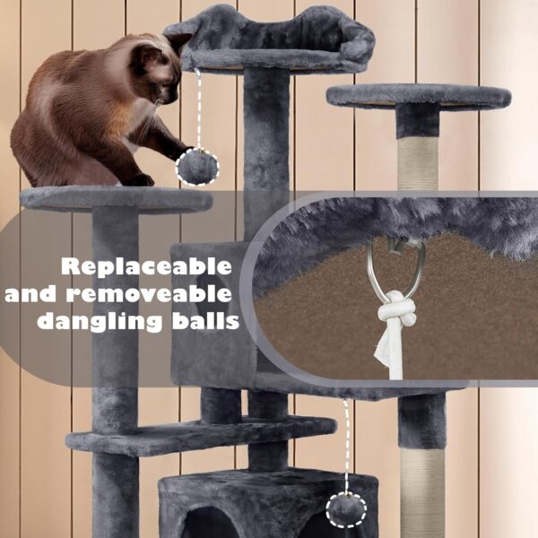 Yaheetech 54in Cat Tree Tower Condo Furniture Scratch Post for Kittens Pet House Play - Image 5