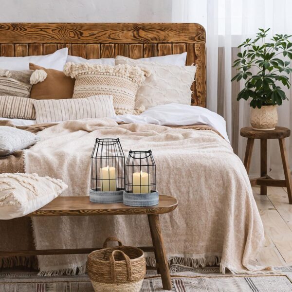 Rustic Farmhouse Lantern Decor Set of 2 - Stylish Decorative Lanterns for Your Living Room, Fireplace Mantle or Kitchen Dining Table - Modern Upscale Beauty for Your Entire Home - Image 6